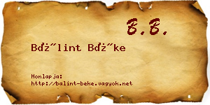 Bálint Béke névjegykártya