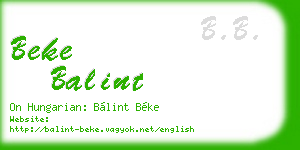 beke balint business card
