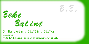 beke balint business card
